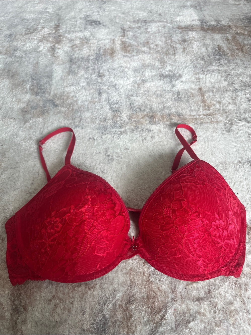 Red Lace Push-Up Bra - 32F